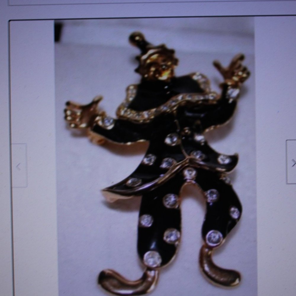 Clown Pin ,  On a chain .sparkling stones